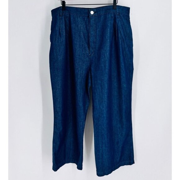 Frame Women's Denim Pants Size 34 Pleated Wide Leg Medium Wash Blue Denim Jeans - Picture 1 of 11